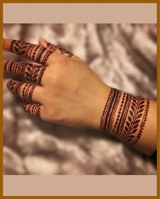 Back Hand Flower Line Band Modern Mehndi Design